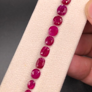 Natural Ruby Lot 9 Ct | 10 Oval Cut Loose Rubies | Kashmir Origin | Unheated Untreated Red Gemstones | July Birthstone Gift for Her