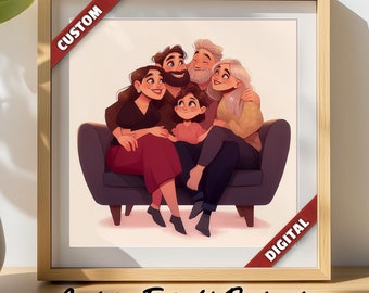 Custom Group Portrait Personalized Illustration Commission (Family Portrait, Wedding Portrait, Friends Portrait, Christmas Portrait)