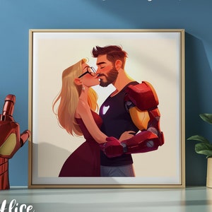 Super-heróis e cultura pop: ilustração personalizada de casal, comissão de retrato personalizado (retrato de casal, presente de dia dos namorados, fanart)