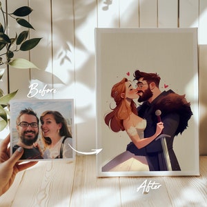 Fantasy & Pop Culture: Personalized Couple Illustration Custom Portrait Commission (Couple Portrait, Valentines Gift, Girlfriend Boyfriend)