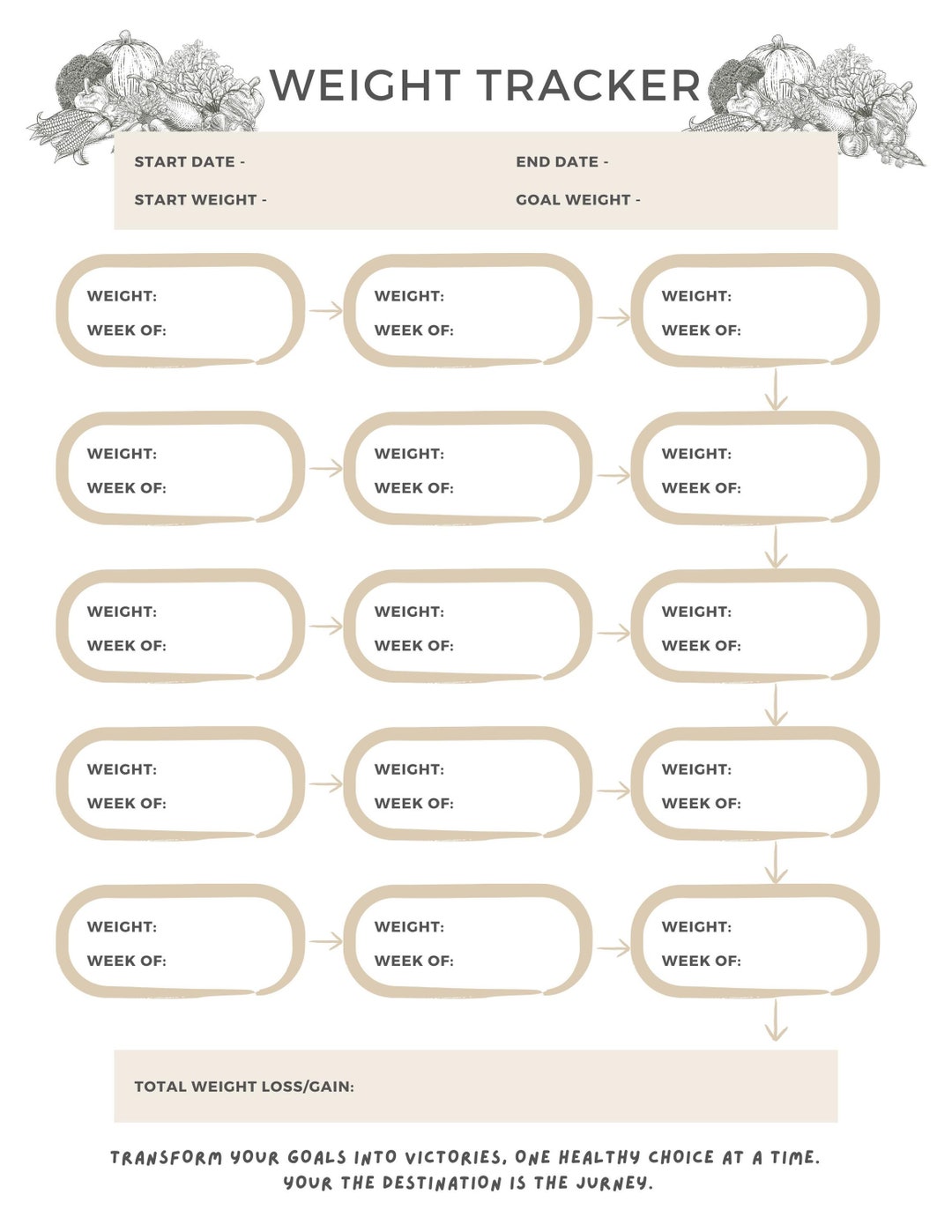 PDF Weight Tracker Easy Progress Monitoring & Goal Setting - Etsy