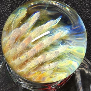 Handmade Borosilicate Glass Marble – Ghost implosion (1.2" Diameter)