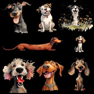 Funny Dog Breeds Clipart 52 Png, Cute Caricature pet, Quirky Puppies Watercolor, Angry Dog,Cartoon Animal, Cute And Funny Dog Prints,Sticker