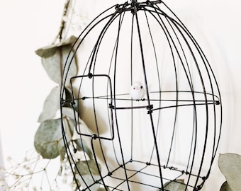 Wire bird cage, Wire cage, unique piece , handmade in france, wire sculpture