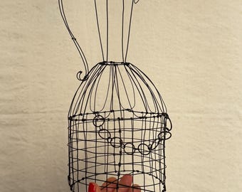 Wire vase, wabi sabi decoration