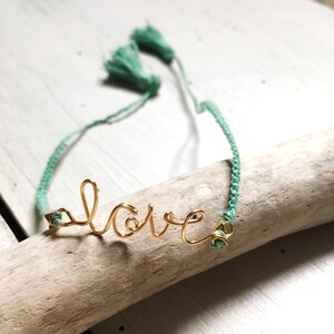 handmade gold wire and knots rope bracelet. Personalized bracelet. gold message jewel. wire bracelet image 2