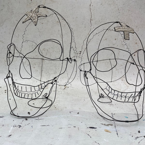 Annealed iron wire skull, unique piece