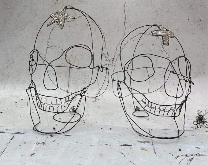 Annealed iron wire skull, unique piece