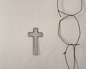 Wire cross, handmade in France. Modern design