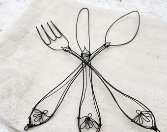 Wire table set, shabby chic decor, handmade in France
