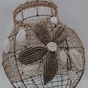 vase bottle wire and lace, wire sculpture, wabi sabi decoration image 7