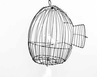 Wire bird cage, Wire cage, unique piece , handmade in france, wire sculpture
