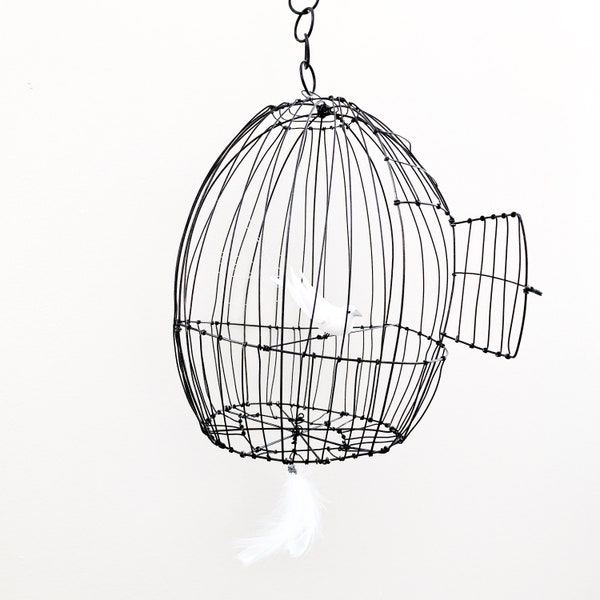 Wire bird cage, Wire cage, unique piece , handmade in france, wire sculpture