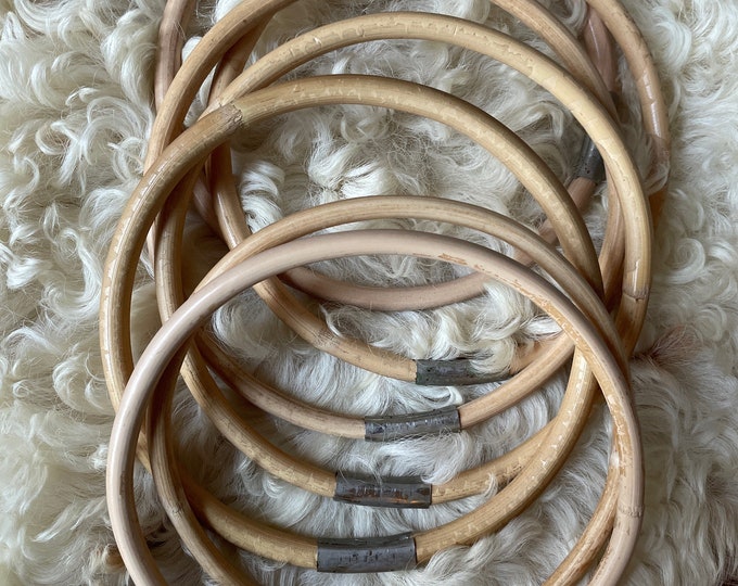 Rattan bag handle, rattan circle for macrame, bag ø  15 cm with metal reinforcement