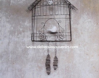 Wire art; wire sculpture, wire cuckoo, handmade in france - Made to order