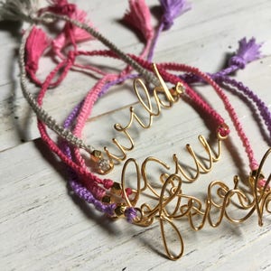 handmade gold wire and knots rope bracelet. Personalized bracelet. gold message jewel. wire bracelet image 5