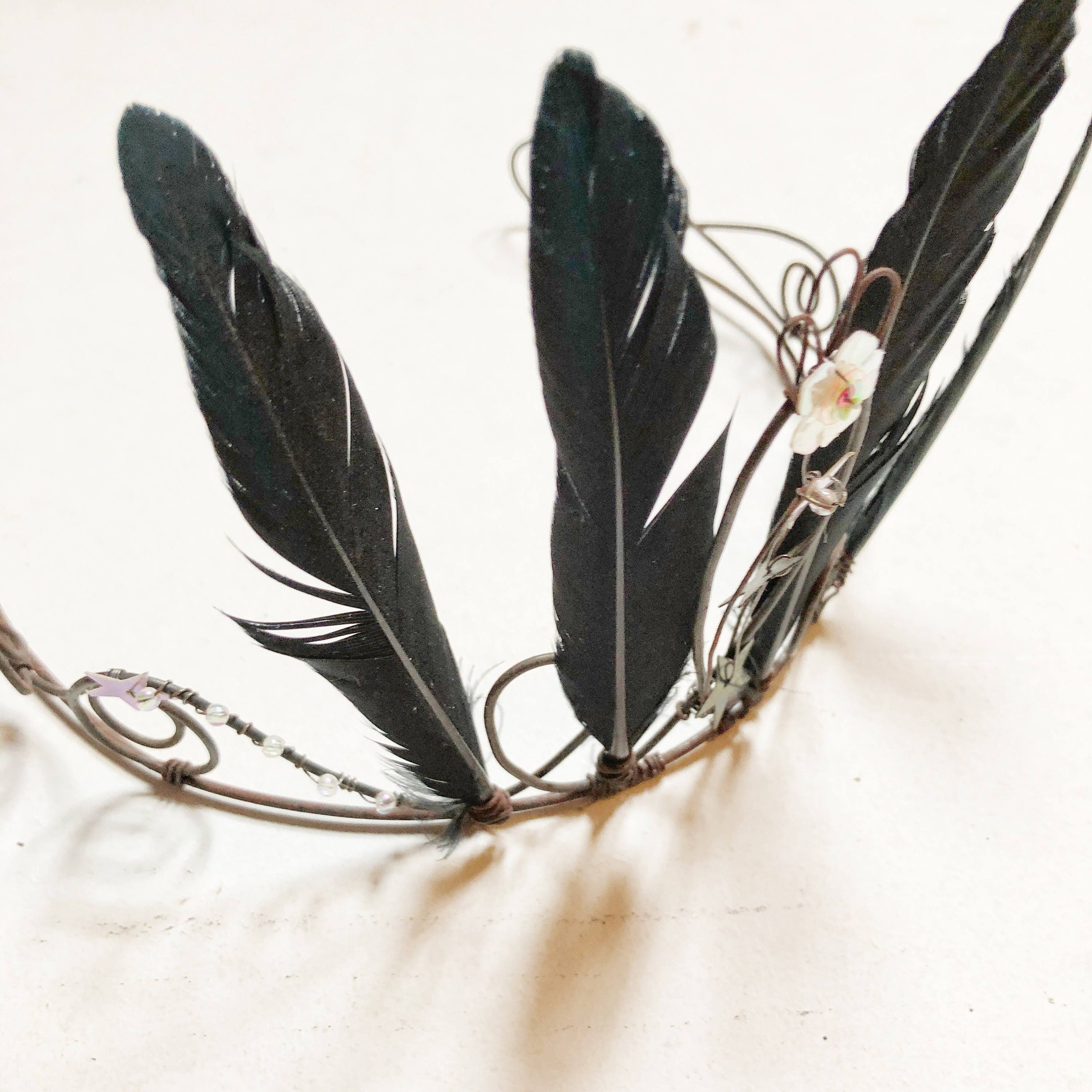 Wire crown with feathers