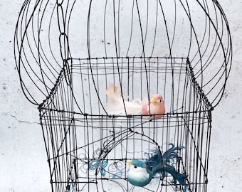 Cage in annealed wire, Wire Sculpture, unique piece, handmade by claire ROUGERIE
