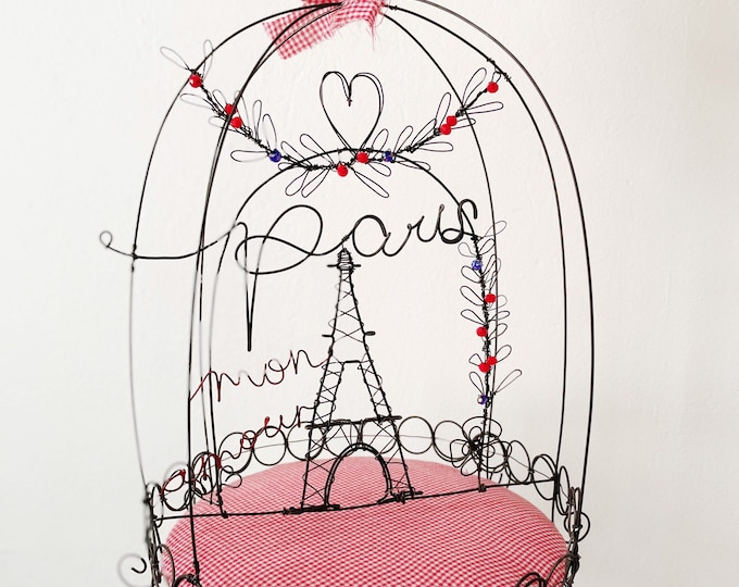 wire cage "PARIS mon amour", annealed wire sculpture, unique item, wedding gift, birth gift, Souvenir from Paris