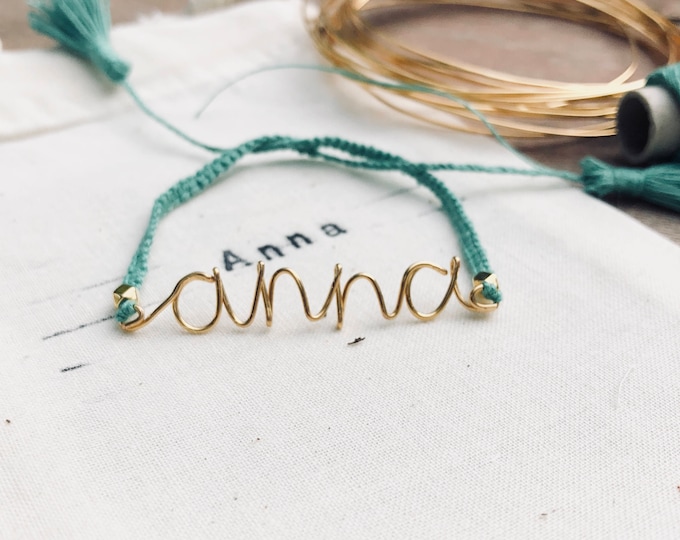 handmade gold wire and knots rope bracelet. Personalized bracelet. gold message jewel. wire bracelet