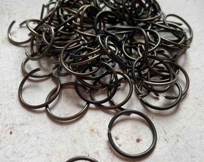 Open jump rings, steel wire ring, annealed ring, black iron jump ring, handmade in France