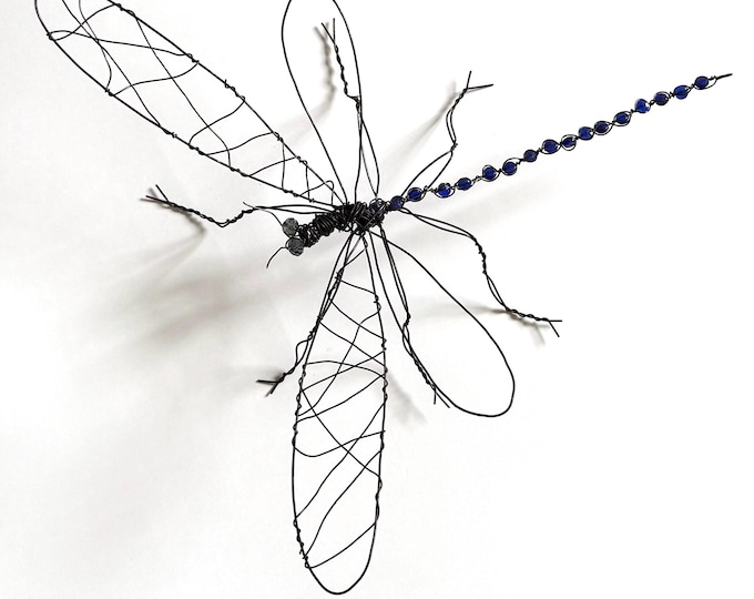 Wire dragonfly, wire insect. Animal sculpture, annealed wire sculpture. Unique piece.