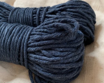 Macrame cotton string, 164 ft (50 m),  3 mm, INDIGO, macrame cotton, indigo raw single twist 3 mm, cotton rope