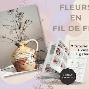 Wire flower tutorials. 7 DIY step by step. ebook 37 pages. Printable templates + on line videos.  French-English-Spanish-Italian-Portuguese.