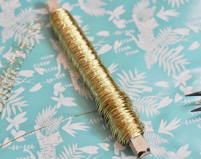 Brass wire, golden wire, gold florist's wire 0.55 mm  - 100 g,  flower wire, gold wire for jewel, jewelry's wire, Gauge 23