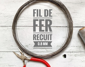 Fil de fer recuit 0.8 mm ( ga 20) / 20 ou 40 mètres. Fil de fer recuit noir, Fil de fer décoration, fil de fer bijoux