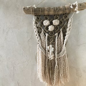 Wall hanging macrame, linen cord and cotton. Unique item.