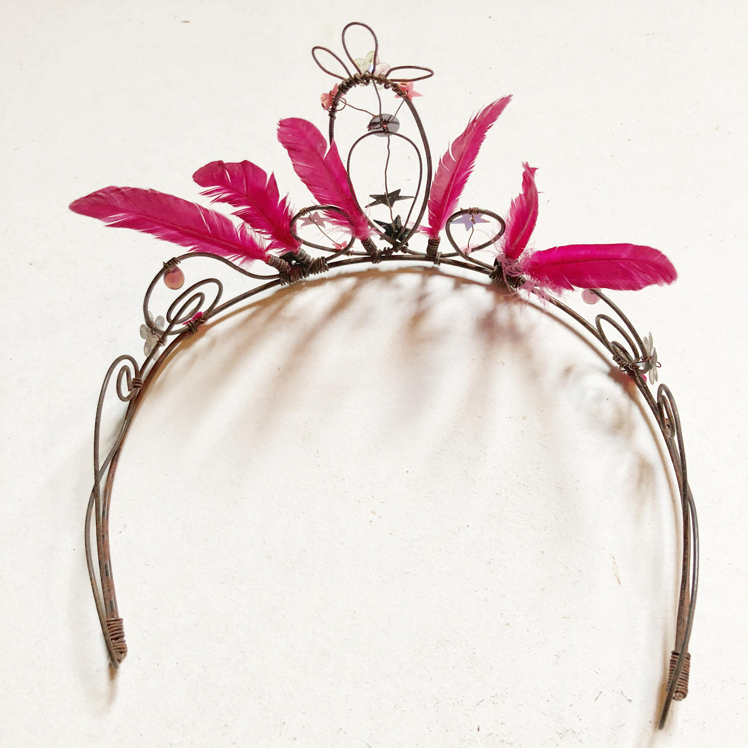 Wire crown with feathers