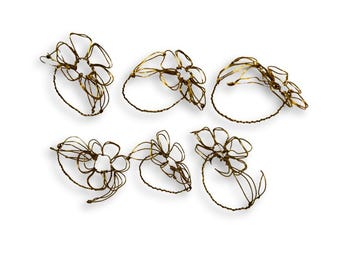 Set of 6 brass napkin ring handmade in France.