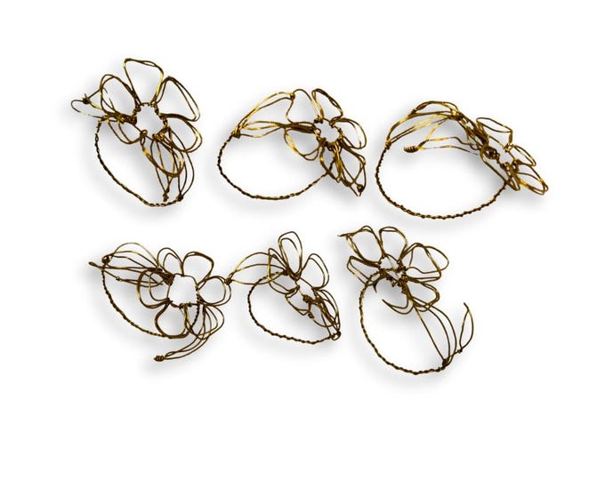 Set of 6 brass napkin ring handmade in France.