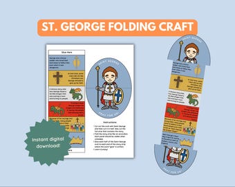 Saint George Folding Story Craft, Printable St George Catholic Worksheet, Saint Craft Game, Saint Activity, Saint George the dragon slayer