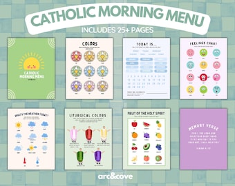 Catholic Morning Menu, Catholic Homeschool, Catholic Kids and Toddler Busy Book, Catholic Activity Digital Book, Catholic Morning Basket
