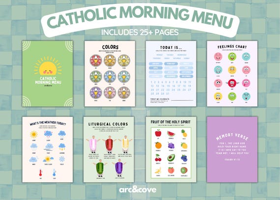 Catholic Morning Menu, Catholic Homeschool, Catholic Kids and Toddler Busy Book, Catholic Activity Digital Book, Catholic Morning Basket
