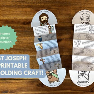 Saint Joseph Folding Story Craft, Printable St Joseph, Saint Craft Game, Saint Joseph the Worker activity, Catholic Saint worksheet activity