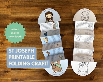 Saint Joseph Folding Story Craft, Printable St Joseph, Saint Craft Game, Saint Joseph the Worker activity, Catholic Saint worksheet activity