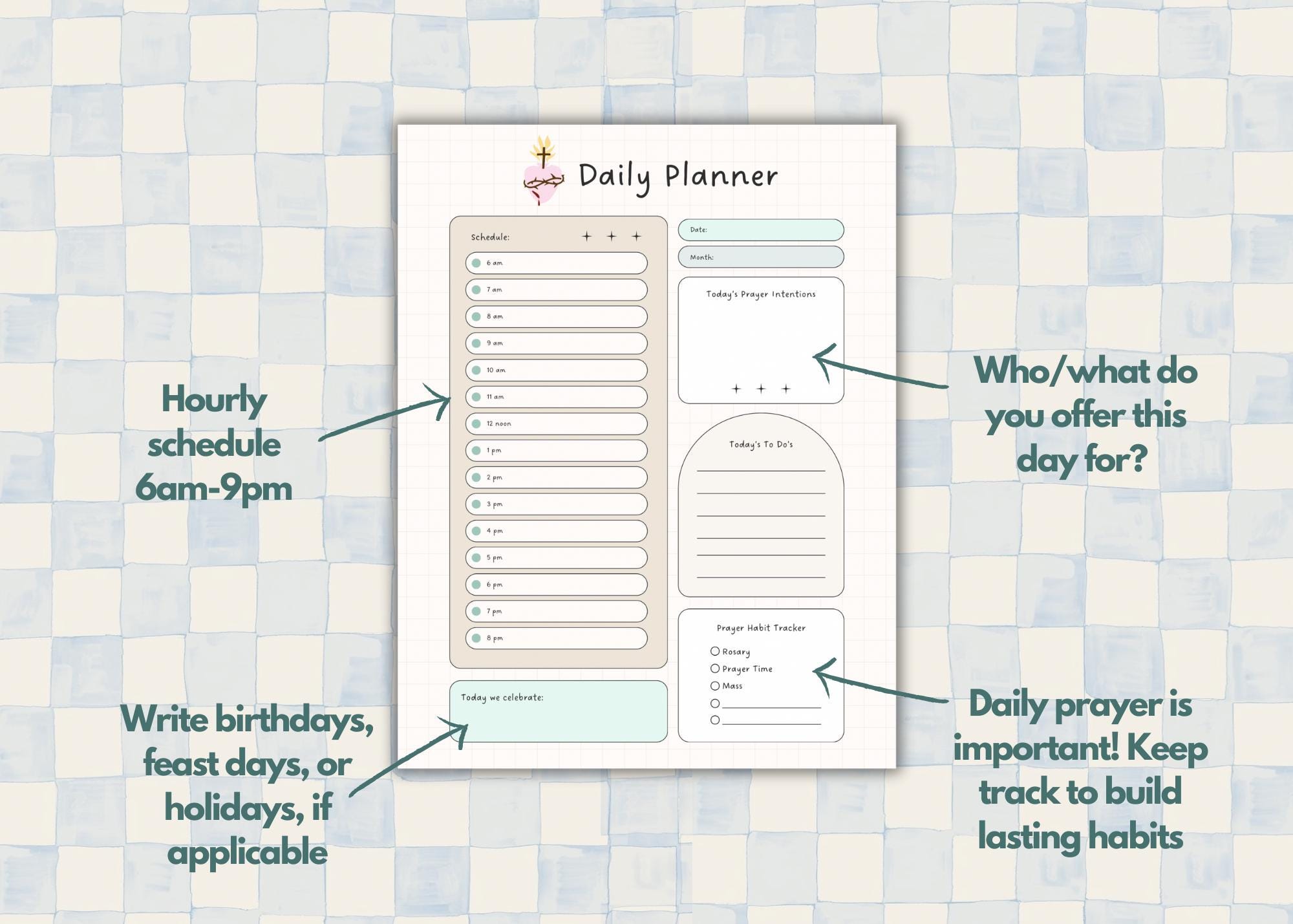 Catholic Morning Routine Printable Catholic Printable Daily Planner, Catholic Printable Monthly Planner ...