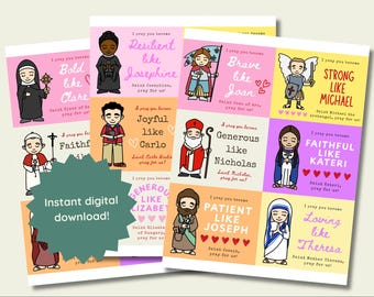 Catholic Printable Valentines Day Cards, Catholic Valentines Activity, Kids Saint Valentines Day Cards, Saint Valentine Cards