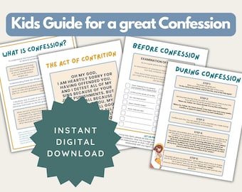 Catholic Kids First Reconciliation Guide, Examination of Conscience for Kids, Kids Confession Guide Printable Download, Faith Formation RCIA
