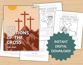 Páginas para colorear del Vía Crucis, actividades de Cuaresma para niños católicos, descarga imprimible, Cuaresma para niños, Cuaresma para grupos de jóvenes, estaciones imprimibles