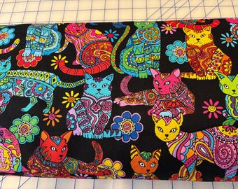 Chats, chats colorés : 100 % coton de qualité supérieure pour patchwork
