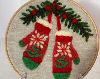 Needle Felted Mittens, Hand Felted picture