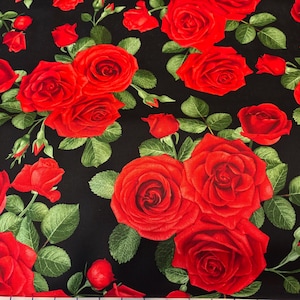 Roses, Big Beautiful Roses 100% Cotton Quilt Shop Quality