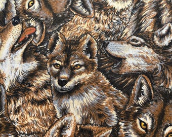 Tissu loups : courtepointe de qualité professionnelle