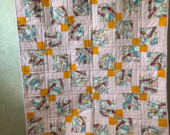 Couverture à motifs de plaques d'immatriculation impertinentes : faite à la main en tissu de coton