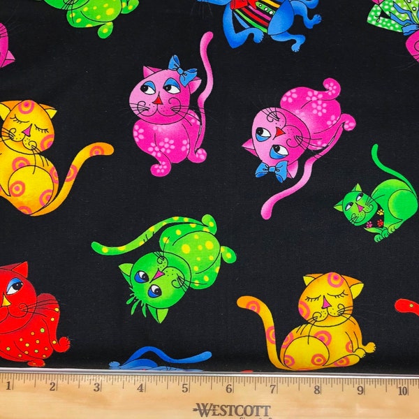 Cool Cats Black, 100% Cotton Quilt Shop Quality, Loralie Designs