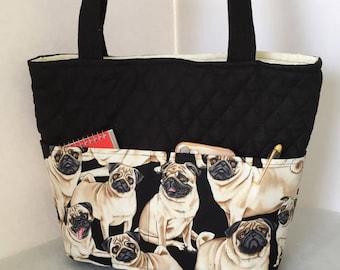 Pug Tote, 4 Outside Pockets, 6 Inside Pockets